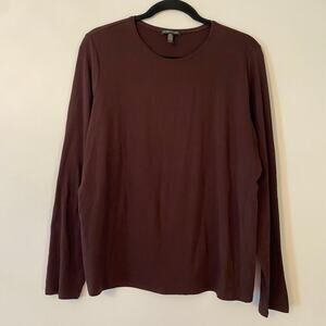 Eileen Fisher Plum Purple Long Sleeve Shirt Minimalist Stretchy Basic size Large